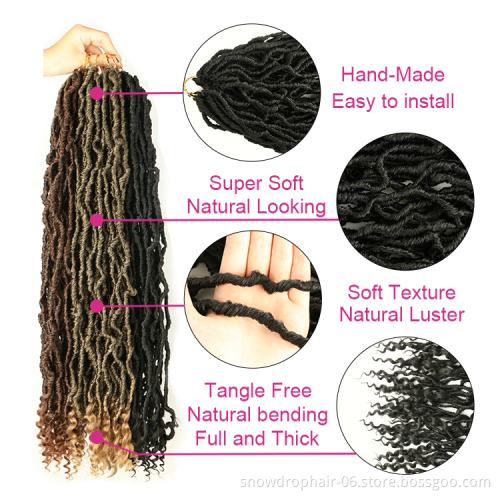 Julianna 24Inch Crochet Braids Hair Locs Curly Wavy French Tips Synthetic Curly Ends Locs